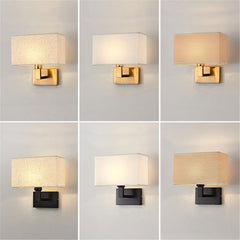 Wall Light Sconces with Rectangle White Yellow Fabric Shade