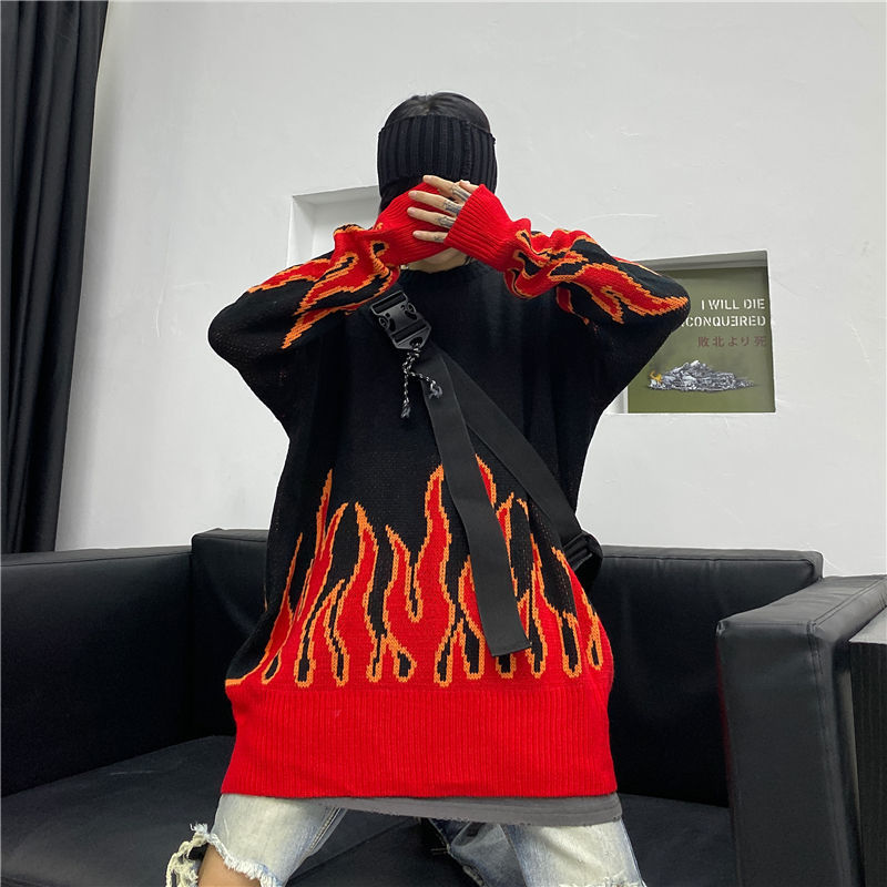 Flame Pattern Oversized Jacket
