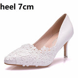 White Lace Flower Pump Shoes