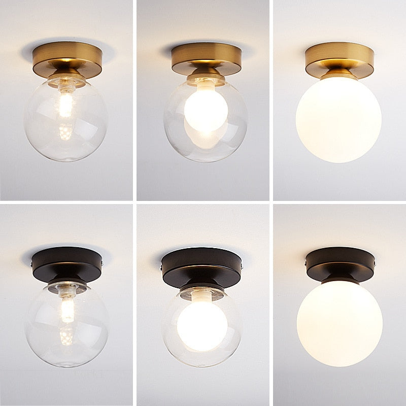 Modern Simple Round Glass Ball Ceiling Lamp