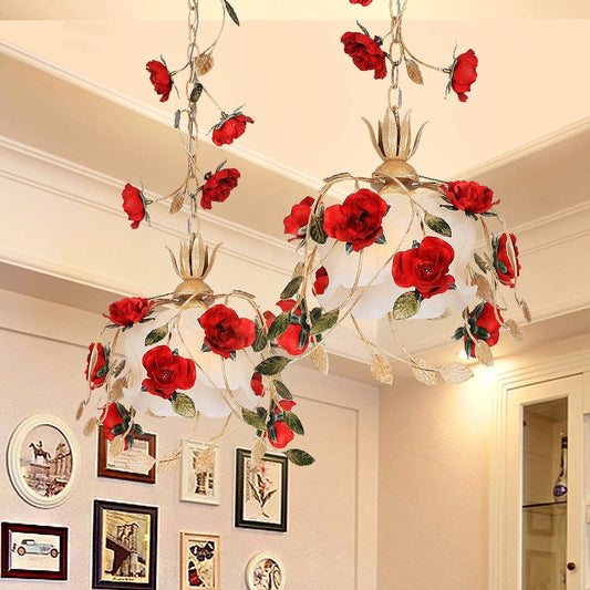 Flower Frosted Glass Hanging Lamps Led Chandelier