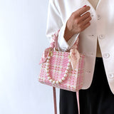 Ribbon Pearl Square Handbag