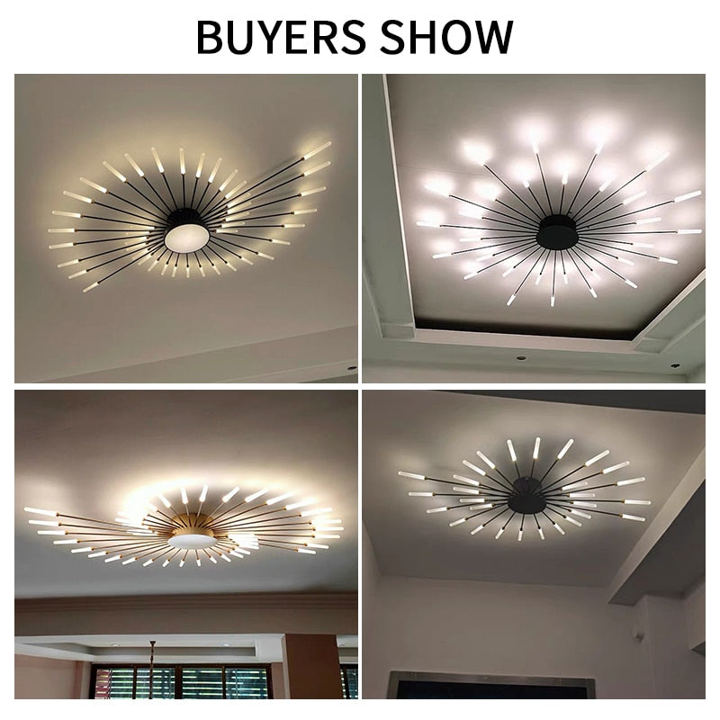Modern LED Ceiling Lights Acrylic Lamps Fixture with Gold Frame
