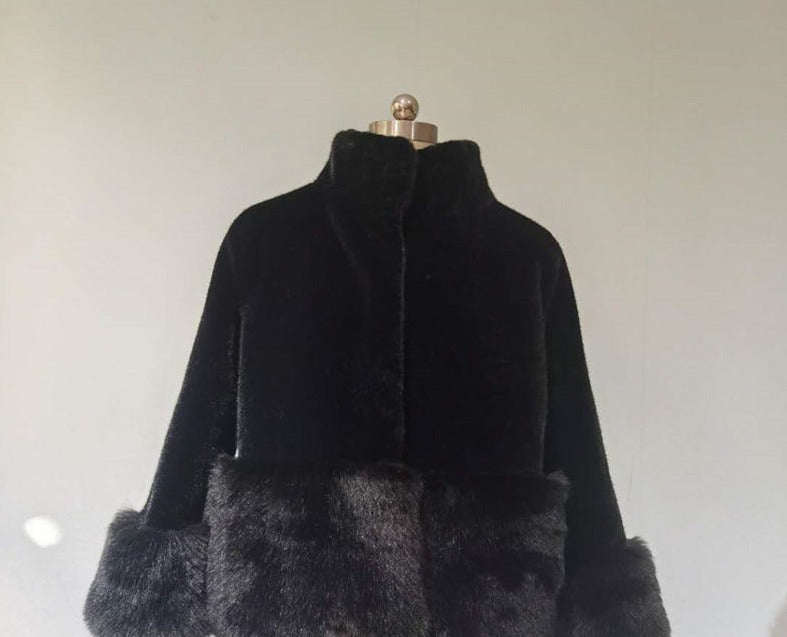 Fur Collar Mid-length Woolen Coat