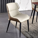 Nordic Minimalist Leather Dining Chair with Handrails