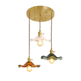 Nordic Style LED Pendant Light with Colorful Glass and Copper Finish.