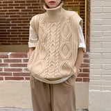 Turtleneck Twist Sleeveless Knitted Pullover