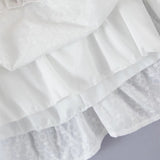 Lace Embroidery Puff Sleeve Mini Ruffle Dress Set