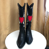Love Heart Mid Calf Punk Western Boots