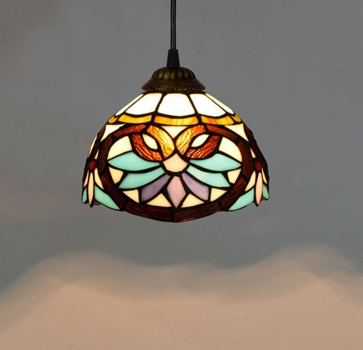 Vintage Pendant Stained Glass Hanging LED Lamp
