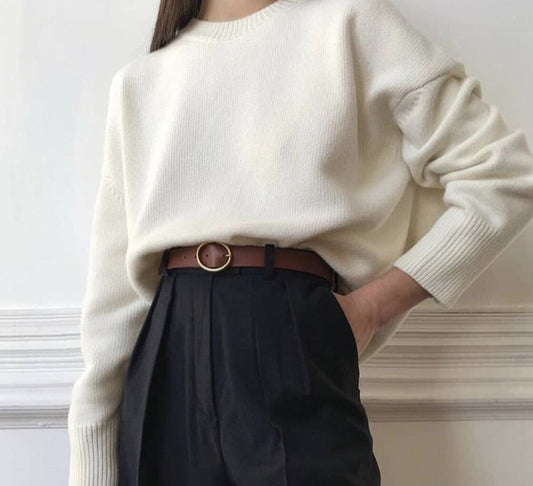Knitted O Neck Loose Sweater