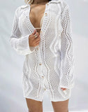 Long Sleeve Hollow Out Knitted Cardigan