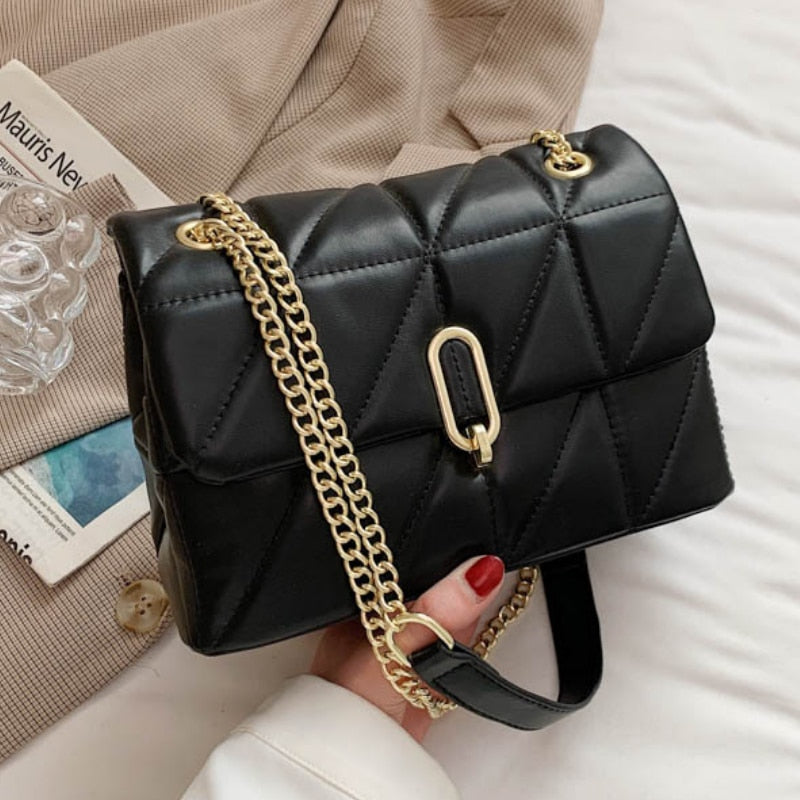 PU Leather Chain Quilted Handbag
