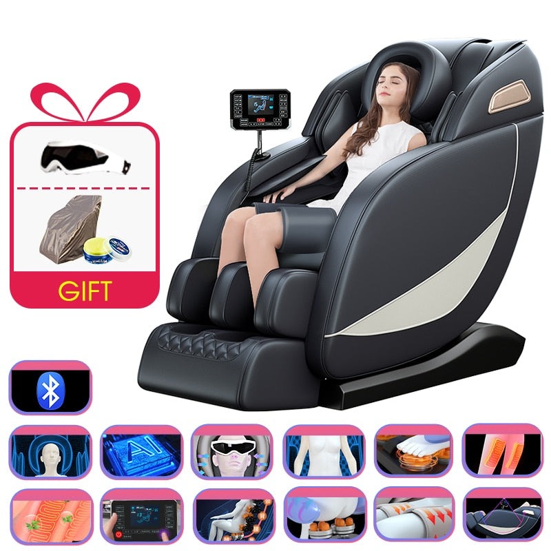 Zero-Gravity Intelligent Full-Body Electric Massage Chair with Bluetooth and LCD Touch