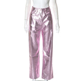 PU Leather Button Fly Straight Trouser