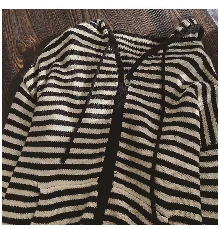 Stripe Loose Hooded Sweater