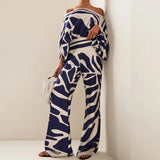 Satin Off Shoulder Top With Long Pant 2 Piece Set