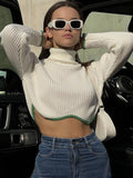 Turtleneck Knitted Cropped Pullover