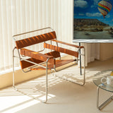Single Sofa Chair with Stainless Steel Frame and Leather Seat 2023
