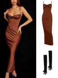 Satin Strap Corset Maxi Dress