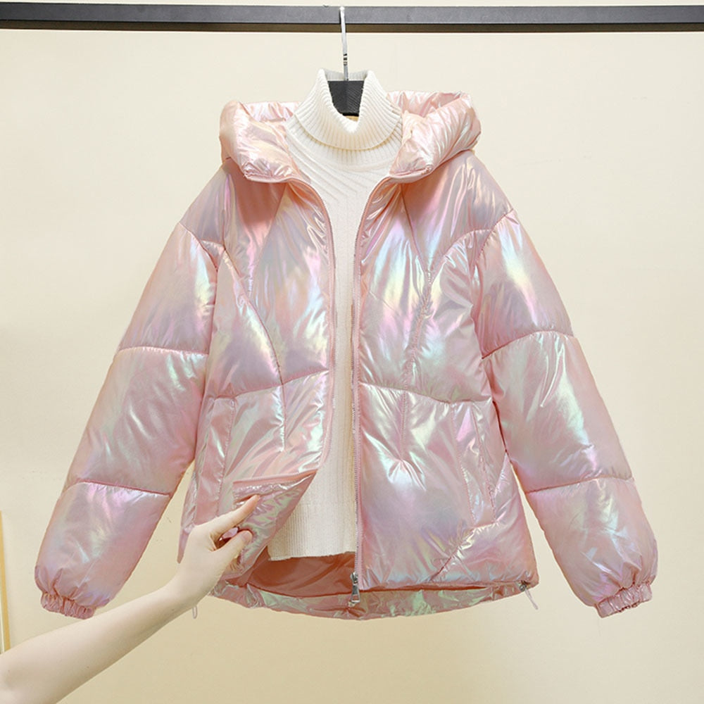 Women Loose Cotton Long Sleeved Thick Parkas Jacket