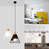Modern Wood Pendant Lamp with LED Bulb for Bedroom and Kitchen Lighting