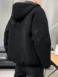 Letter Embroidery Hooded Jacket