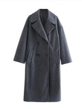 Double Breasted Lapel Collar Woolen Overcoat