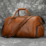 Faux Leather Large Duffle Bag With Shoe Compartment