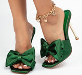 Silk Butterfly-knot Square toe Pump Shoes