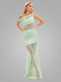 Lace Satin Off Shoulder Mermaid Dress