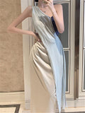 Lace Embroidery Boho Sleeveless Loose Maxi Dress