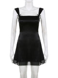 Square Collar Black Mini Dress