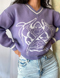 Funny Graphic Print V Neck Sweater