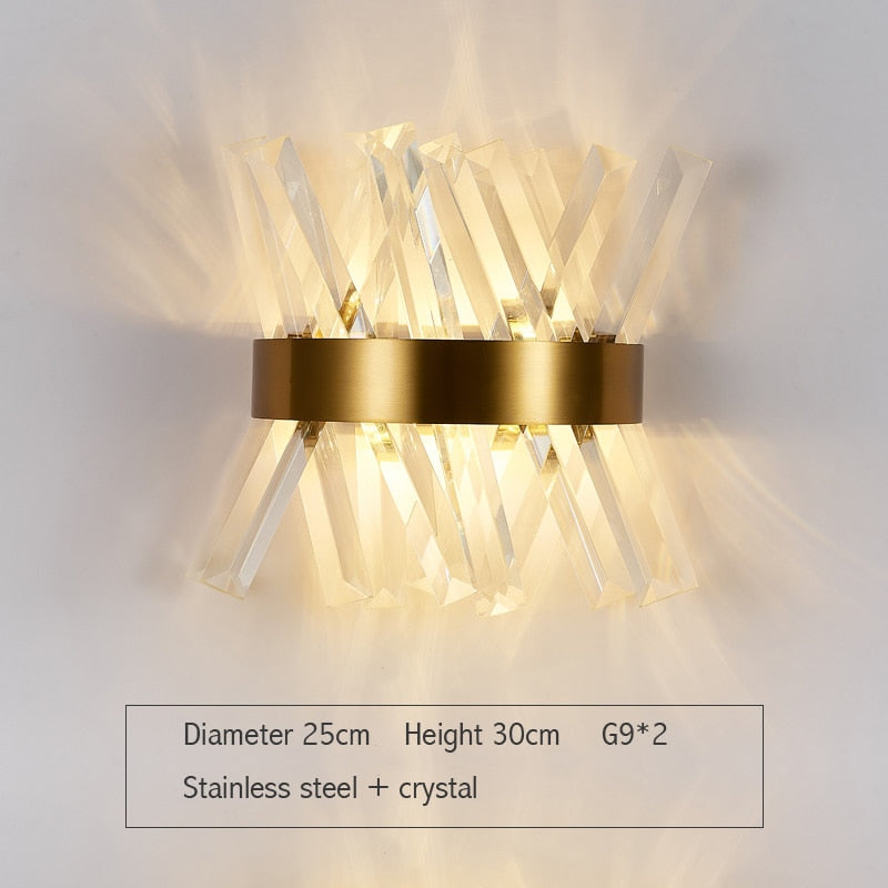 Modern Gold Crystal Wall Lights for Bedroom Living Room