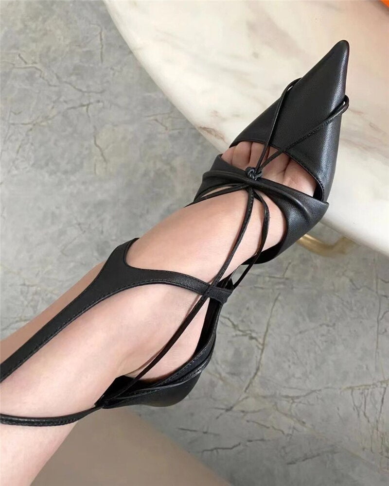 Pointed Toe Lace-up Pumps Stiletto