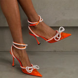 PVC Crystal Bow Strappy Pointy Heels