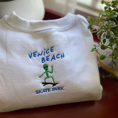 Venice Beach Skate Park Embroidered Loose Pure Cotton Pullover