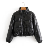 PU Leather Short Padded Jacket