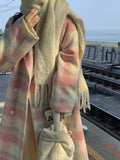 Rainbow Woollen Plaid Trench Coat