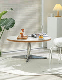 Side Table Coffee Table Stainless Steel Solid Wood Small Round Table