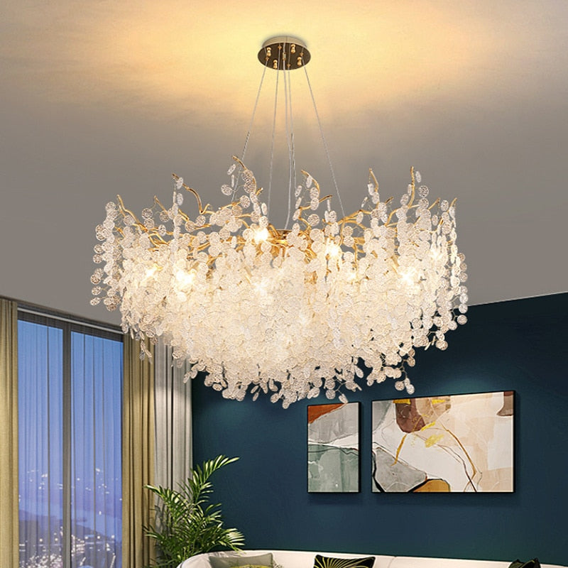 Modern Gold Glass Chandeliers For Indoor Home Décor