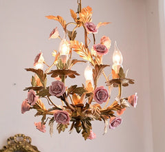 LED Rose Copper Ceramic Chandelier