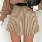 Pleated High Waist A-line Mini Skirt