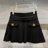 Pleated High Waist Puffy Mini Skirt