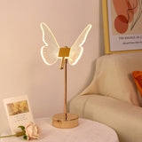 Retro Gold Acrylic Butterfly LED Desk Lamp for Bedroom