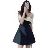 One-Shoulder Bow Design Mini Dress