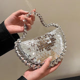 Round Diamond Chain Shiny Evening Bags Women Handbags