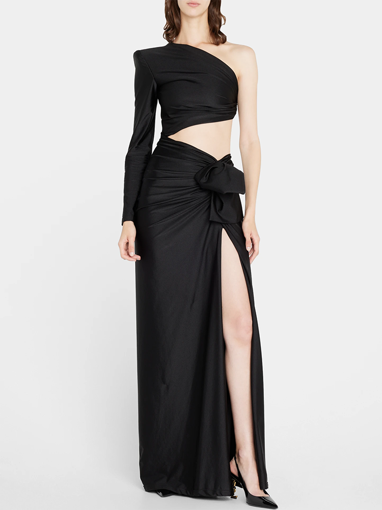 One-Shoulder High Slit Maxi Dress