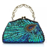 Peacock Style Sequin Evening Clutch